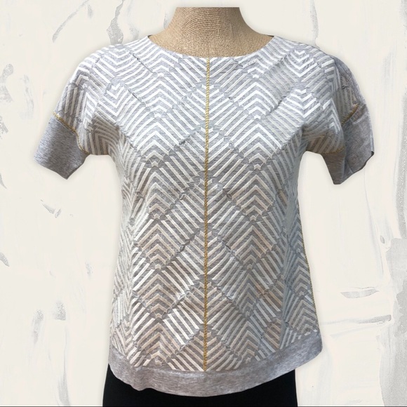 J. Crew Tops - J. CREW herringbone embroidered t-shirt xxs
